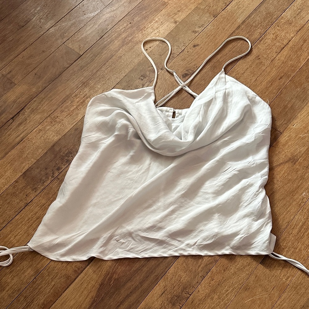 Dance & Marvel White Cowl Neck Camisole Top - L